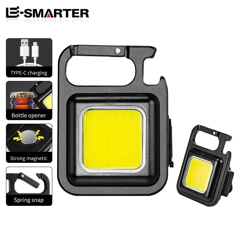 

Mini Protable COB Flashlight Keychain Lamp 4 Lighting Modes Torch Outdoor Waterproof Emergency Camping Fishing Work Lights