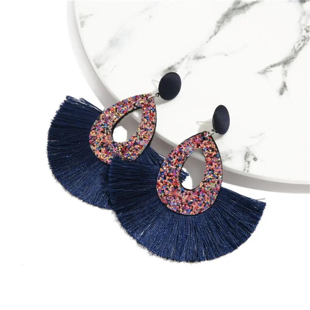 أقراط بشرابة ترتر دمعة ، سحر كبير ملون ، أقراط بشراشيب جذابة ، استرخى لامع بترتر بوهيمي ، زفاف زفاف للعرائس