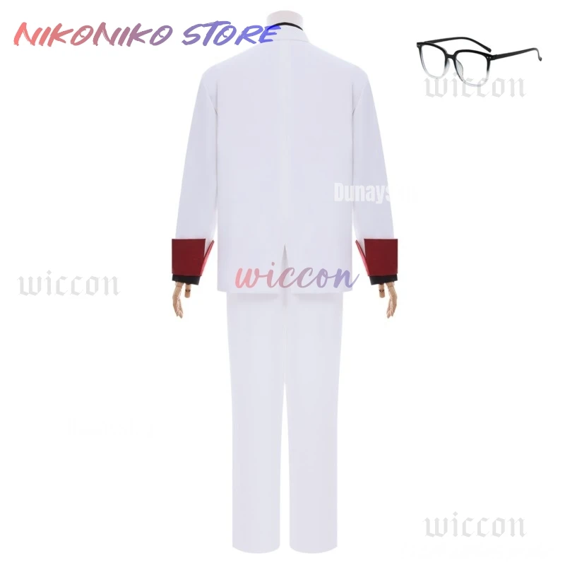 أزياء أنيمي تو بي هيرو X زي X كوسبفريه زي أنيمي الأبيض موحد نظارات كوسبريفري شعر مستعار للرجال لعب الأدوار زي حفلات الهالوين