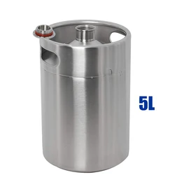 5L Beer Keg Growler Stainless Steel Beer Mini Keg Pressurized Beer Barrel For Homebrewing Picnic Camping Hiking