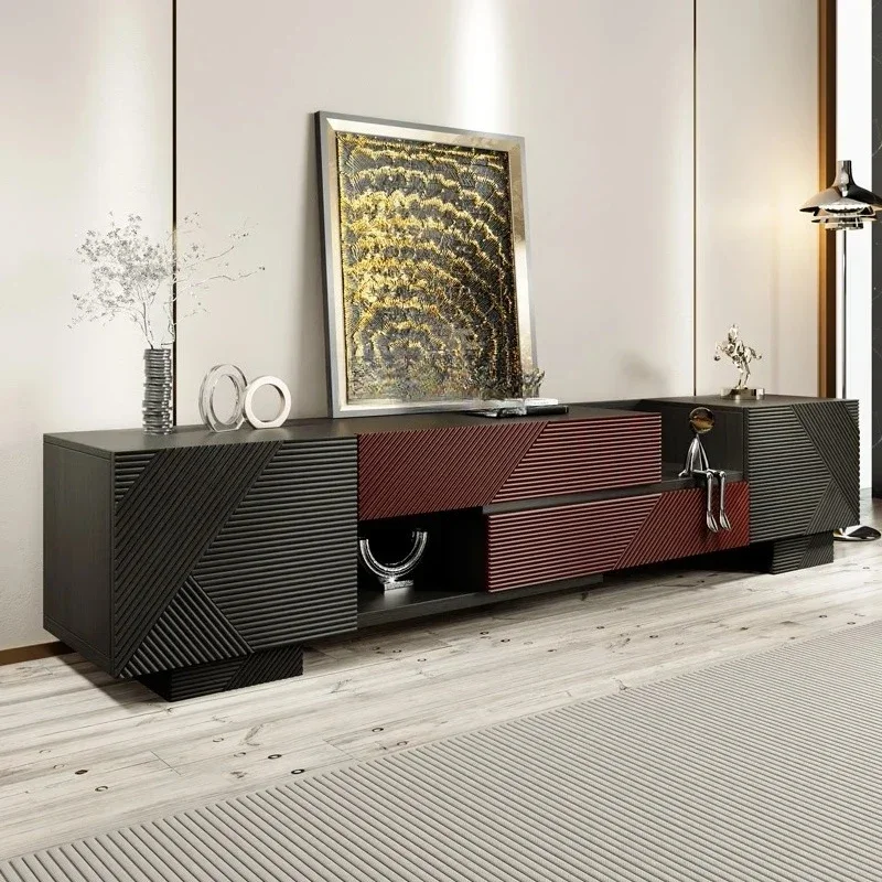 

Medieval solid wood TV cabinet Italian light luxury living room stretchable household drawer floor cabinet6239