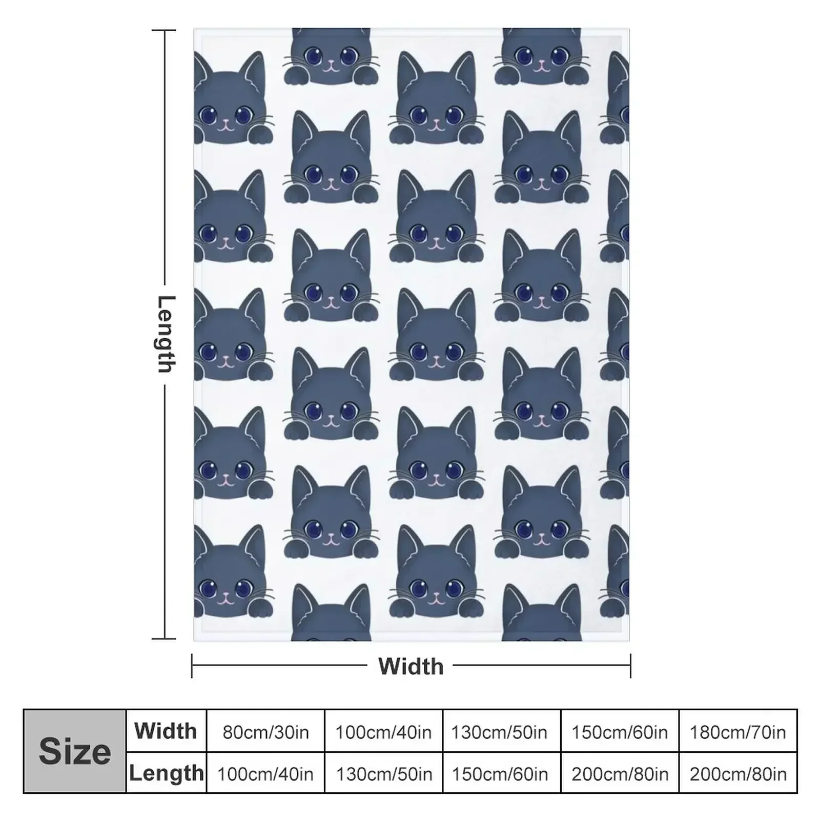 Russian Blue Cat Throw Blanket couch cozy soft plush fuzzy picnic outdoor blanket