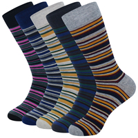 5 Pairs Breathable Soft Fashion Colorful Casual Men Socks Size EU41-48 Stripe Grid Business Men Cotton Dress Socks