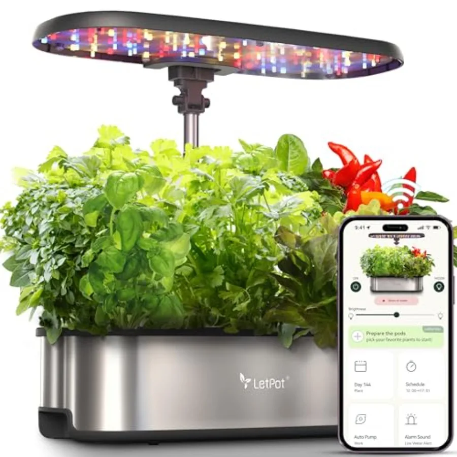 

Indoor Hydroponics Growing System 12 Pods Smart Herb Garden Kit with APP WiFi Control 24W LED Grow Light 5.5L Water Tank Pump S
