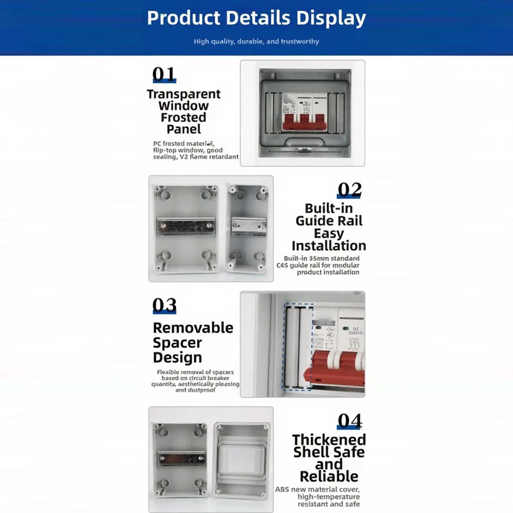 Waterproof Junction Box 2pcs IP65 Rated 5-Module ABS Circuit Breaker Enclosure 152x110x93mm for Indoor Outdoor Installation