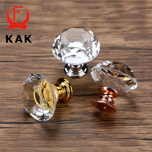 Imagen 2 del producto KAK-perillas de cristal con diseño en forma de diamante, 20-40mm, tirador de cajón de armario, puerta de armario de cocina, herrajes para armario