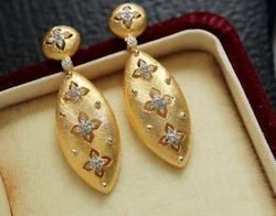 ZOCA Italian Craft 925 Sterling Silver Gold Plated Clover Earrings Elegant Women's Boutique Jewelry Gift Party Wedding Daily