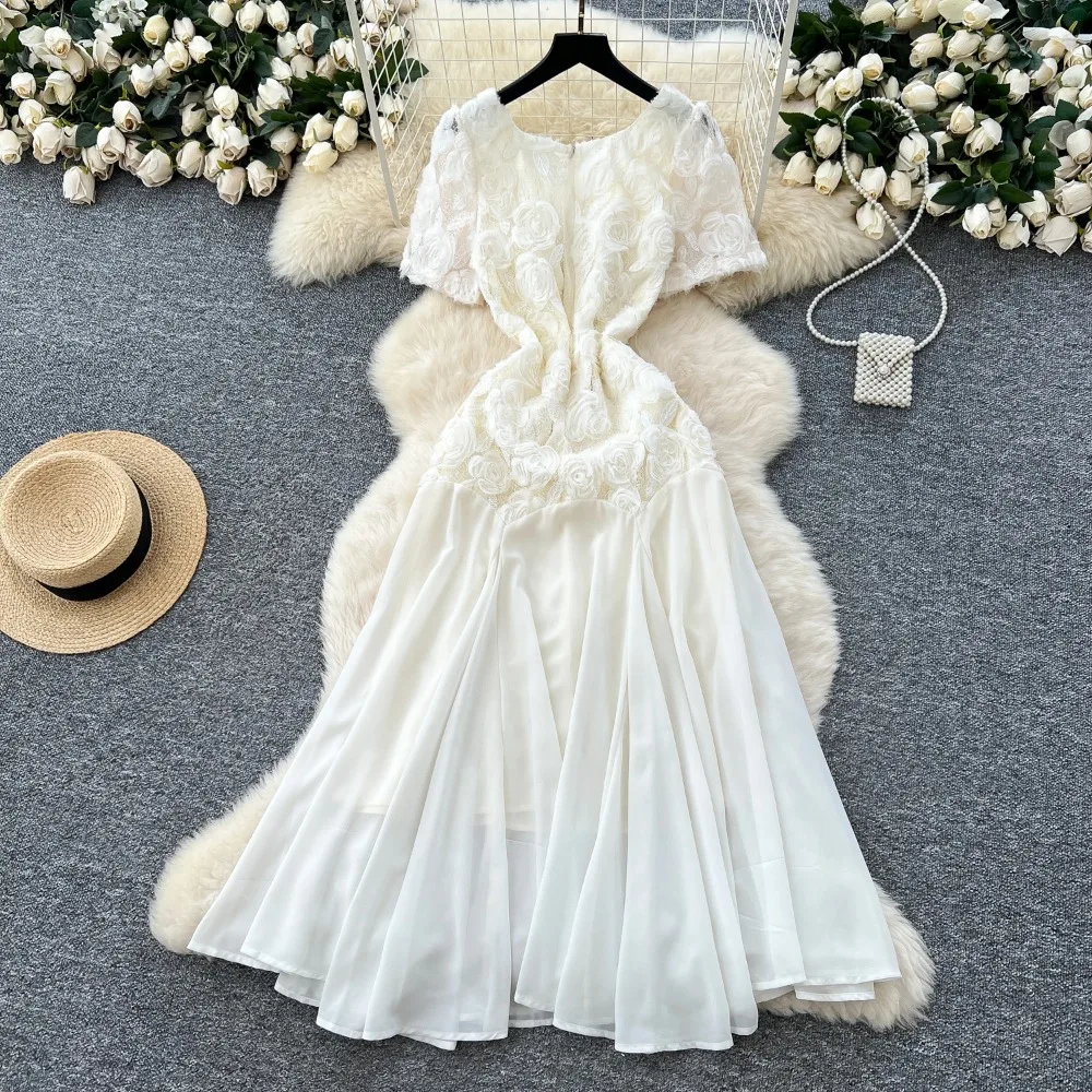 Chic Sexy puff sleeve floral Fairy Casual A-line dress Vestido Summer Beach Vacation Women Boho Sundress