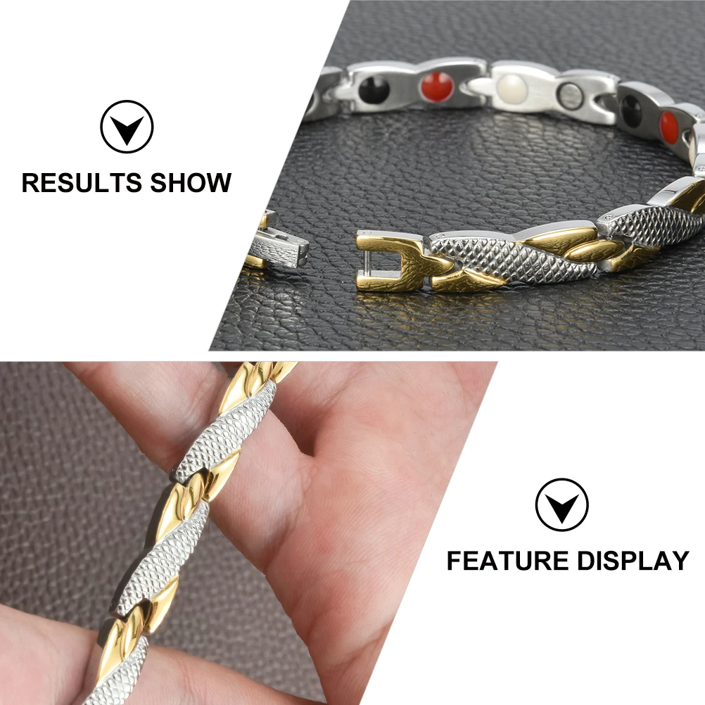 

Titanium Steel Bracelet Stylish Durable Anxiety Relief Muscle Relaxation Holiday Gift for Men Women Magnetic Jewelry