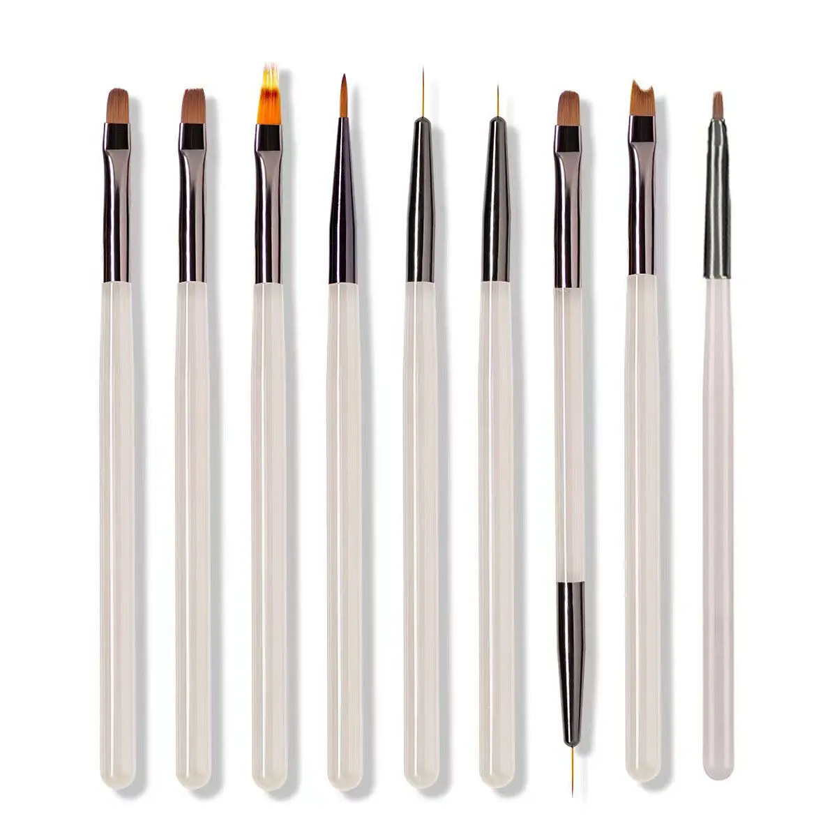 9Pcs/Set Grey Rod Nail Art Brush 9 Different Tips UV Gel Painting Drawing Pulling Flowers Pen Professional Manicure Salon Tools