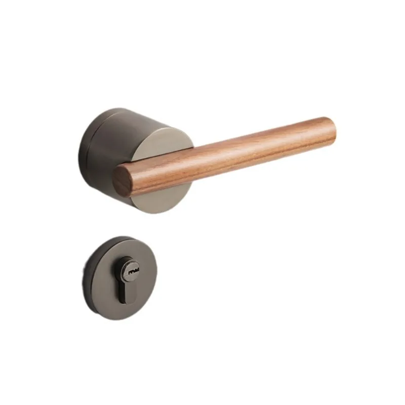 Bedroom door lock indoor silent magnetic suction retro room door lock new Chinese solid wood door handle