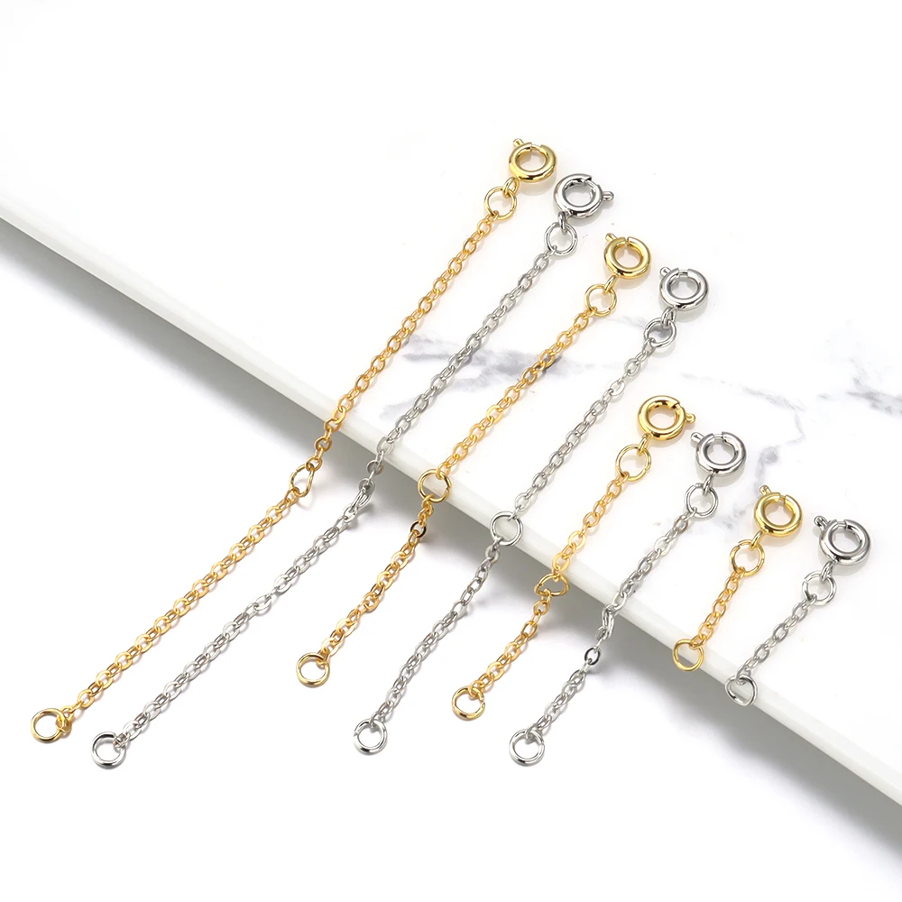 3pcs/Set Adjustable Extension Chains with Spring Ring Clasp Connector Link Chain Bulk Extender For Jewelry Making Wholesale