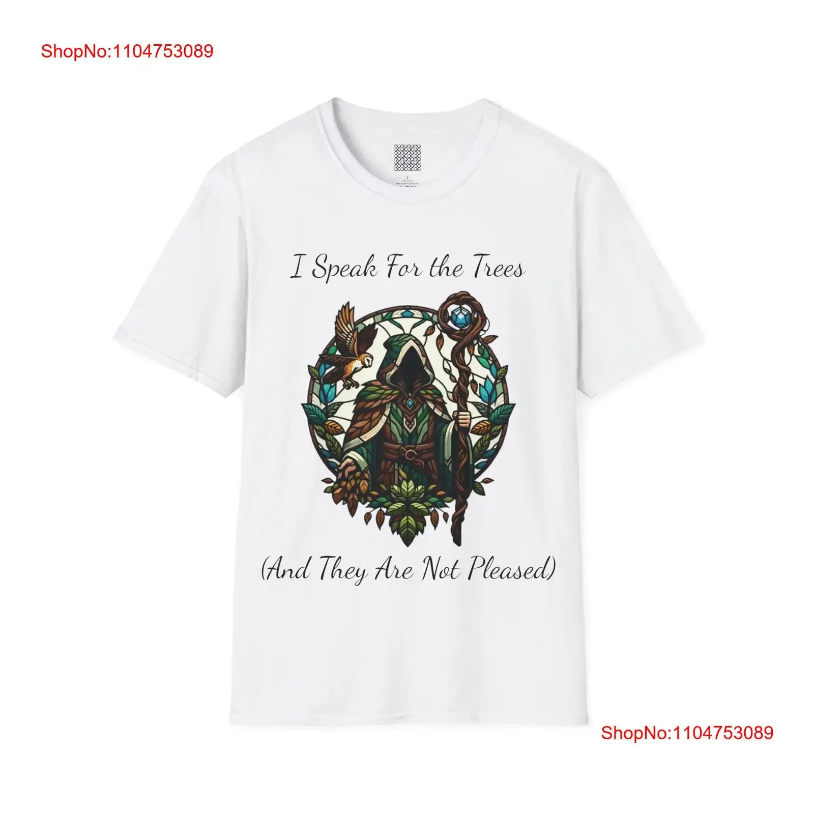 Camiseta con vidrieras Druida, hablo por los árboles D, arte de fantasía, ropa de calle lavada vintage, ligeramente versátil para hombre