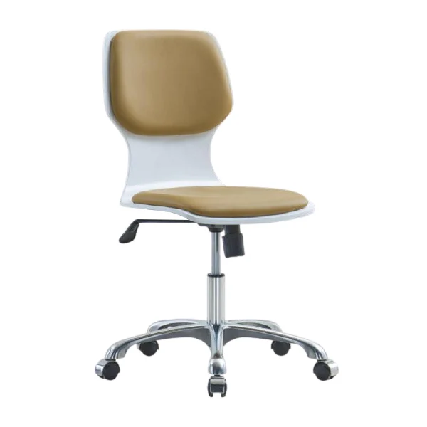 Dental Lab Swivel Chair-Ergonomic Soft Back Adjustable Height Stool with Anti-bacterial PU Leather Manual 360 Full Rotation