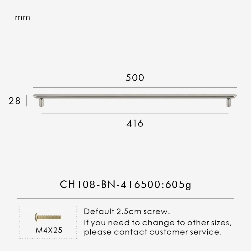 Nurlin massief messing effen minimalistisch Italiaans modern design kastladen T-bar handvat verlengde kledingkast kastdeur pull CH108 - afbeelding 1