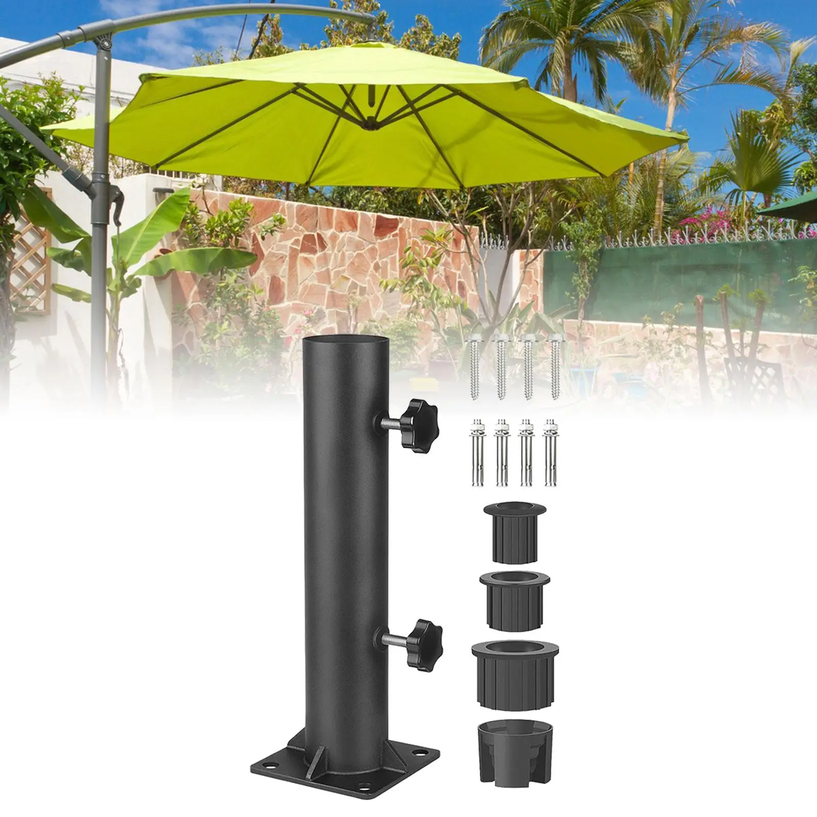 Patio Umbrella Stand Metal Flag Pole Holder Parasol Holder Umbrella Mount for Courtyard Yard Picnic Tables Pontoons Dock