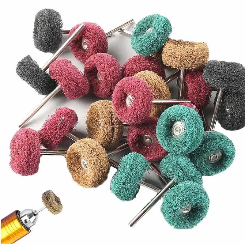 Mini Drill Abrasive Brush Nylon Buffing Polishing Wheel with 3/2.35mm Shank Grinding Sanding Head for Deburring Derusting