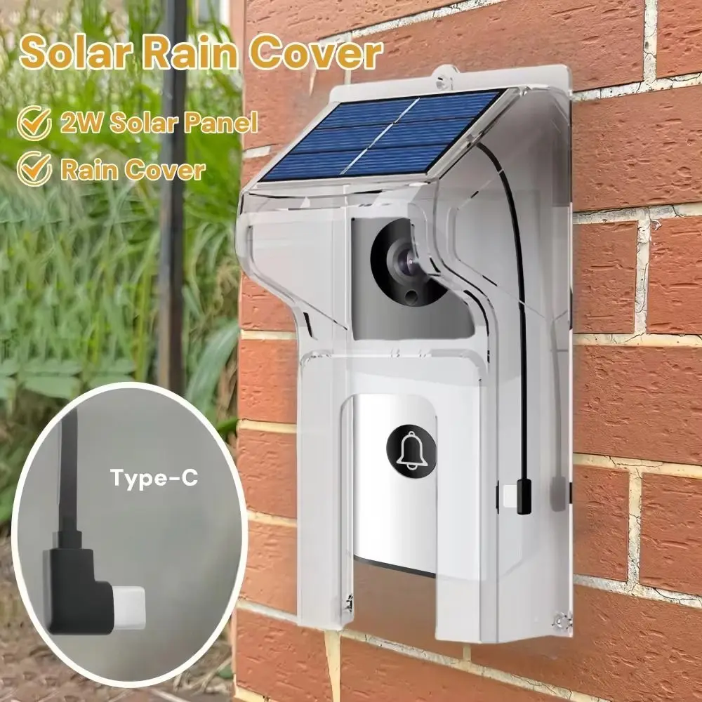

New Waterproof Doorbell Rain Cover Solar Plastic Doorbell Sun Protecter Dustproof Solar Cover Outdoor