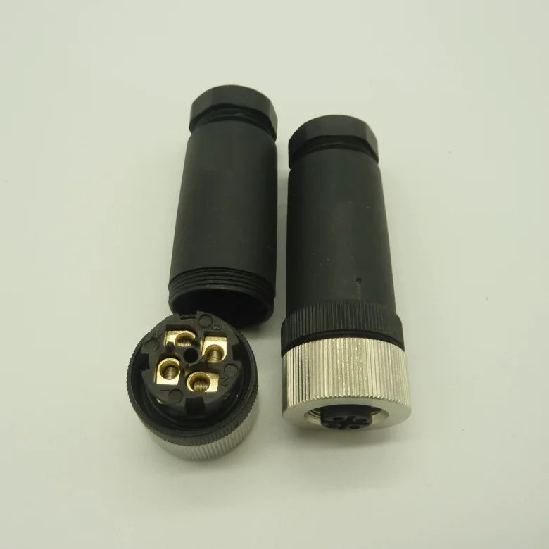 

M12-4P plastic waterproof connector 12M-4 core plug waterproof aviation plug fieldbus installation Optoelectronic Displays