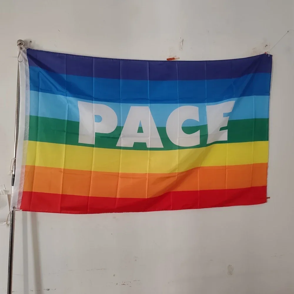 

World Peace Rainbow PACE Flag 90x150cm - 1961 Vintage Polyester Printed Banner for Outdoor Indoor Decor