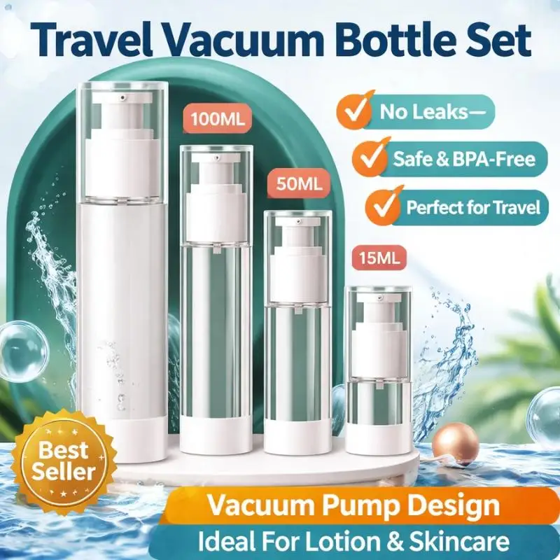 Reisegröße Lotion-Pumpflasche Lebensmittelechter Klarer Kunststoff Vakuumspraybehälter 15/30ml Auslaufsicher für Hautpflege Tragbar – Detail 3