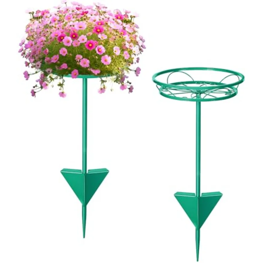 

2 Pack Adjustable Outdoor Flower Pot Stand, Metal Outdoor Plant Stands, Spring Summer Versatile Plant Stand Garden Stake for Di