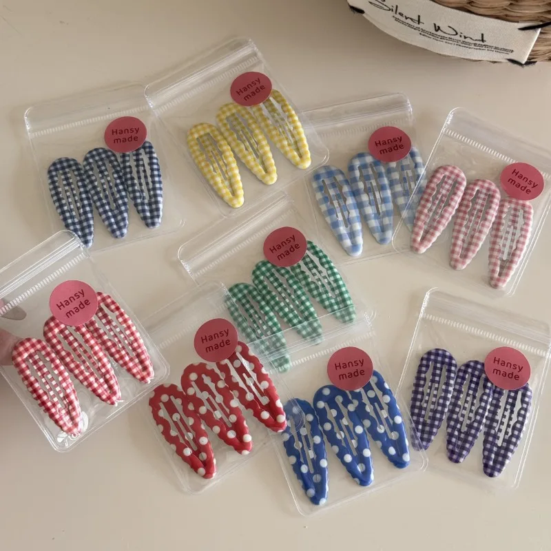 3 Packs Water Droplets Barrettes Wavy Edge Plaid BB Clip Basic Hairpin for Baby Girls Kids Hair Accessories - Detail 1