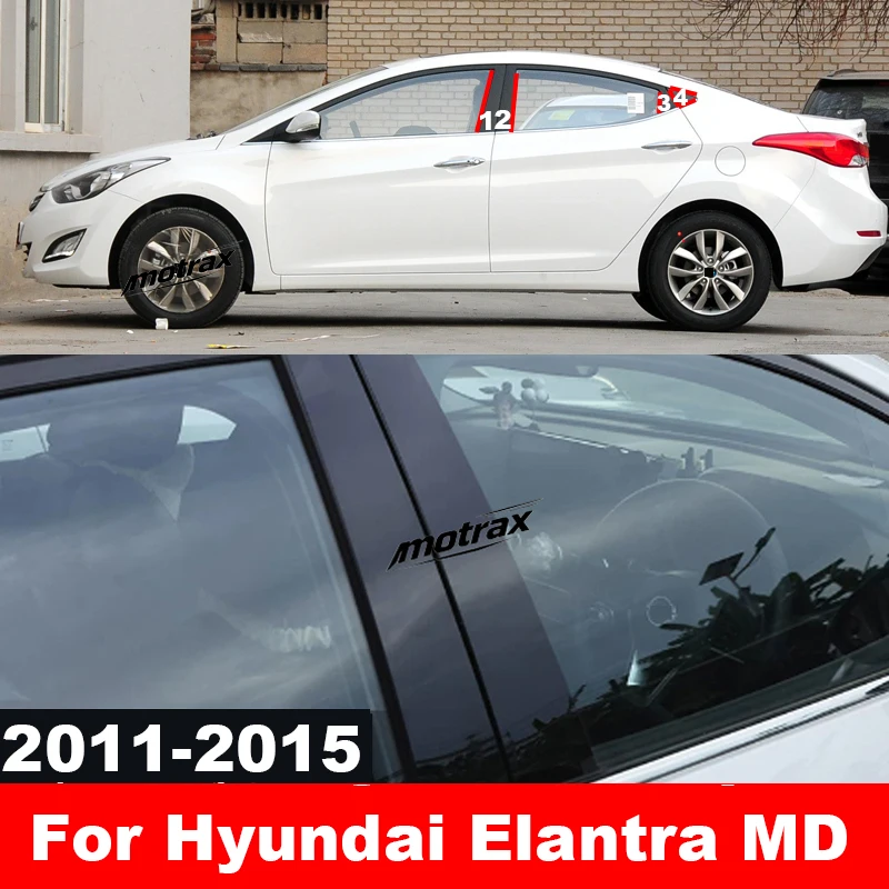 For Hyundai Elantra MD Avante 2011-2015 Car B C Pillar Middle Central Column PC Window Trim Decoration Protection Stickers 8 PCS