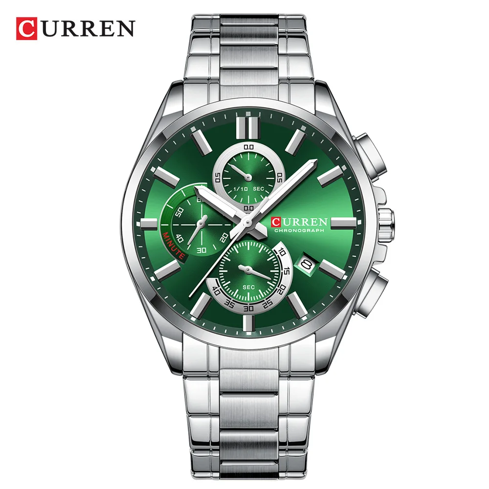 CURREN NEUE Quarzuhren für Herren, lässiger Stil, Multifunktions-Edelstahlband-Armbanduhr mit automatischem Datum, wasserdicht 8475 8