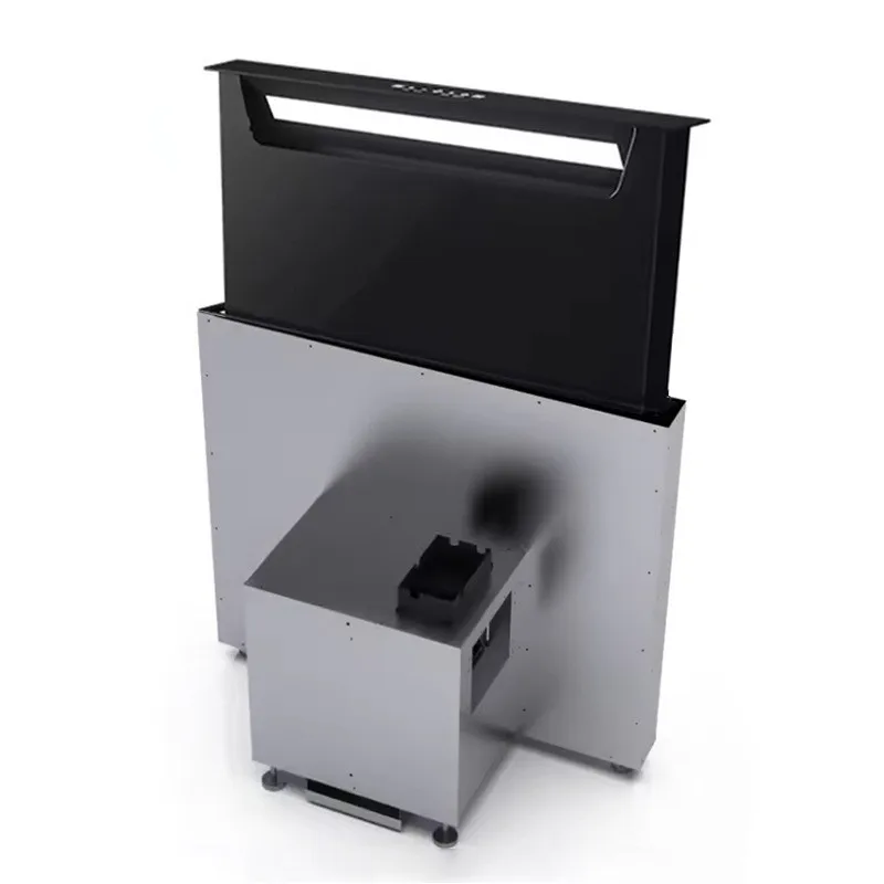 Hidden countertop automatic lift range hood, open invisible range hood