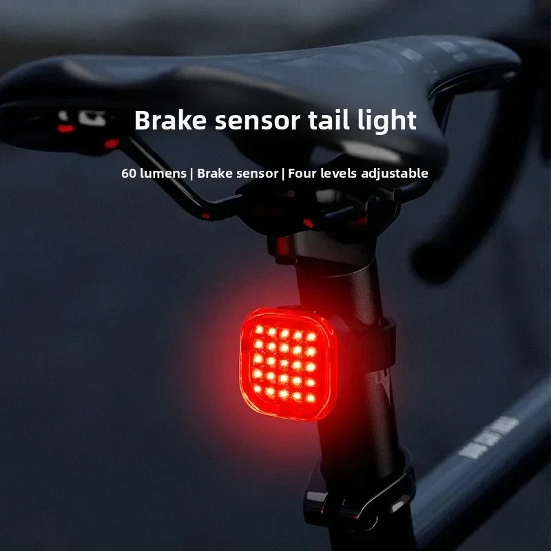 Intelligent induction mountain brake tail light, bicycle riding road night riding warning light