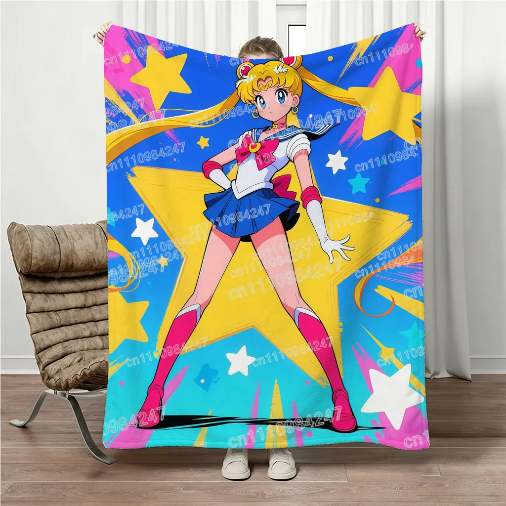 

2026 New Hot Sale Sailor Moon Blanket Kawaii Anime Flannel Throw Soft Warm Cozy Blanket for Bed Sofa Gift for Girls High-quality