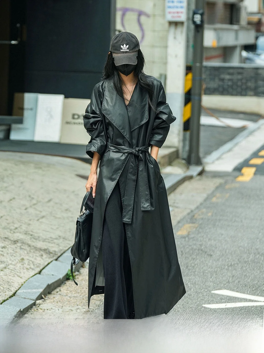 

Женское длинное пальто Luna7xi Bla Belted Leather Jaet Sle из искусственной кожи, весна 2026, модная корейская версия, для повседневной носки