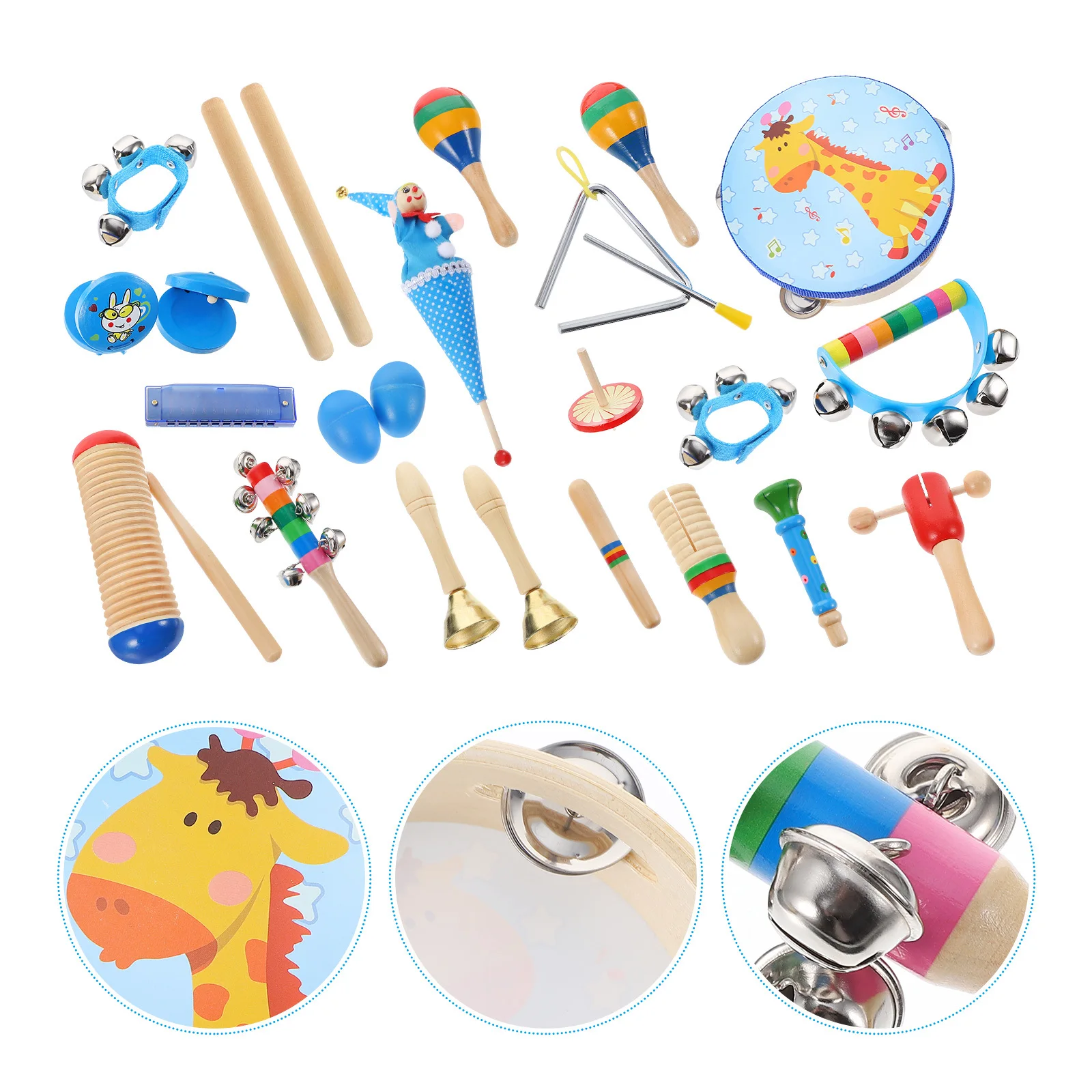 22Pcs Musical Percussion Instruments Set Kids Early Education Learning Birthday Christmas Gifts Early Education Toys