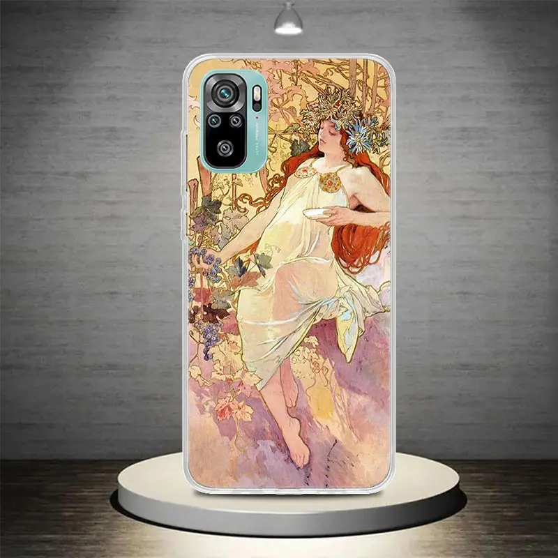 Alfons Mucha Primavera Phone Case Coque For Xiaomi Redmi Note 13 12S 12 11 11S 11T 11E 10 Pro Plus 10S 9 9S 9T 8 8T Global 7 Cov