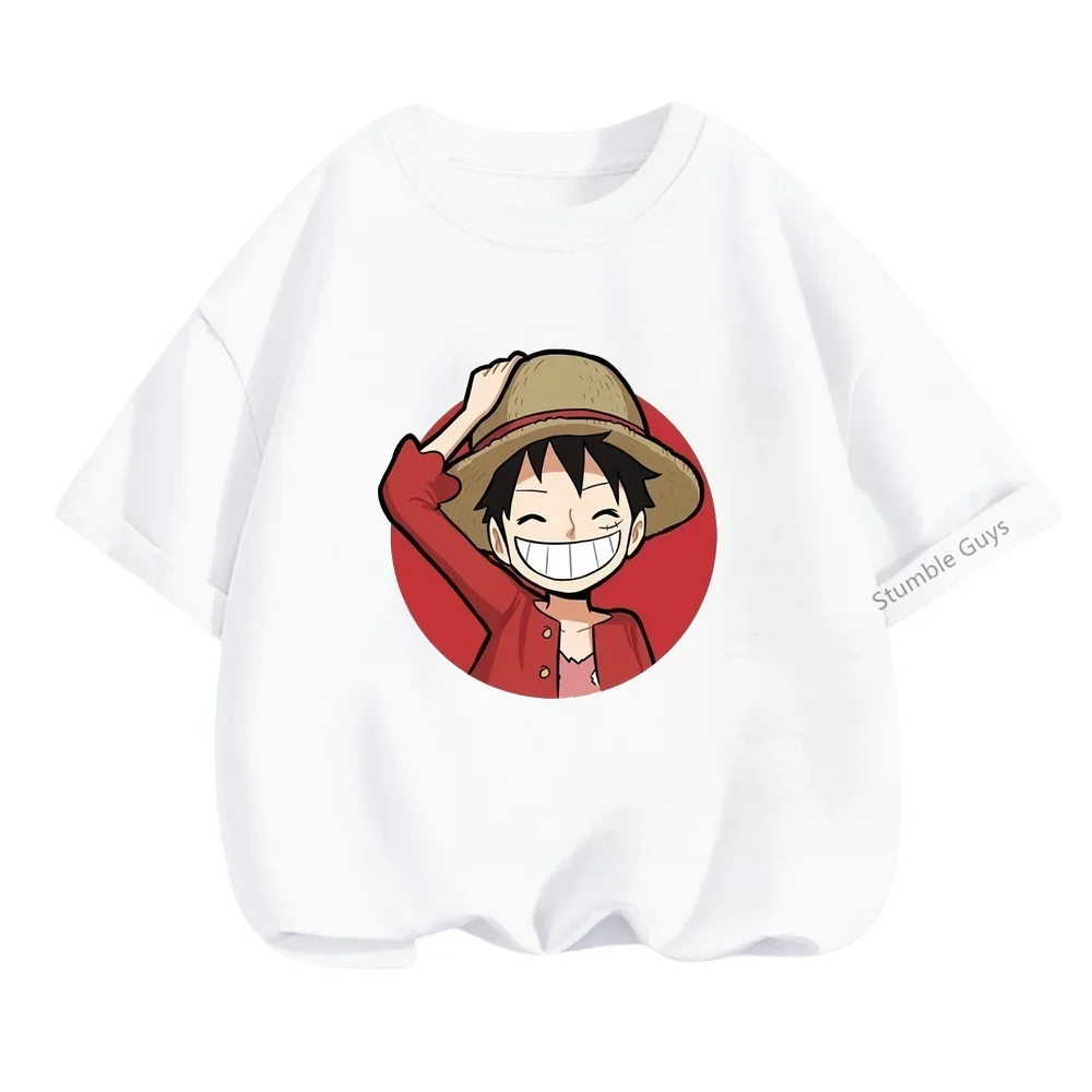 3-14years Boys Clothes Girls Luffy Tshirt Japan Anime One Pieces T-shirt Kids Children Clothing Baby Short Sleeve Tee Tops 12Ys