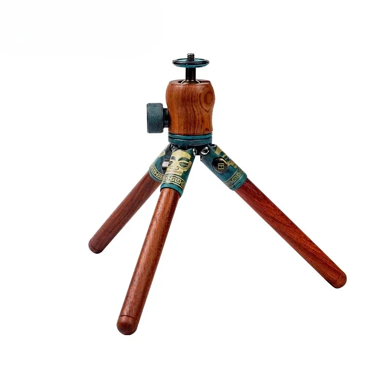 Imprinted all solid wood desktop tripod micro-single mobile phone vlog