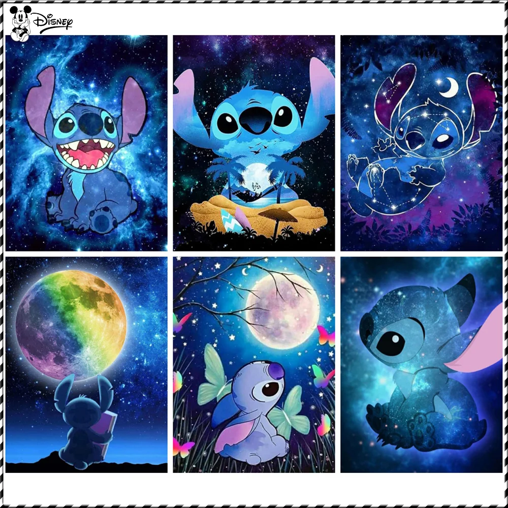 Disney Starry Sky Diamond Painting Kit Stitch Handmade Mosaic Moon Landscape Home Decoration 30x40cm