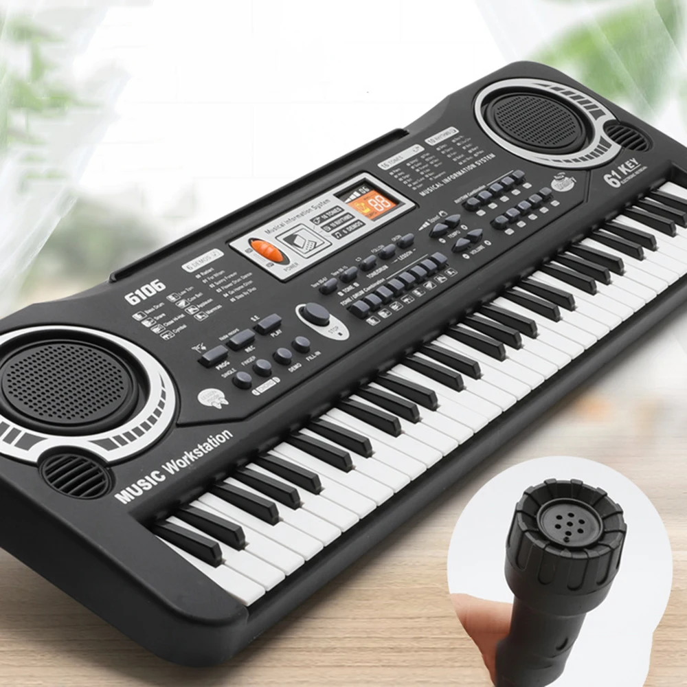 1 Pcs 61 Keys Electric Piano Digital Keyboard Musical Instrument Microphone Gifts For Childre Multi functional teaching piano