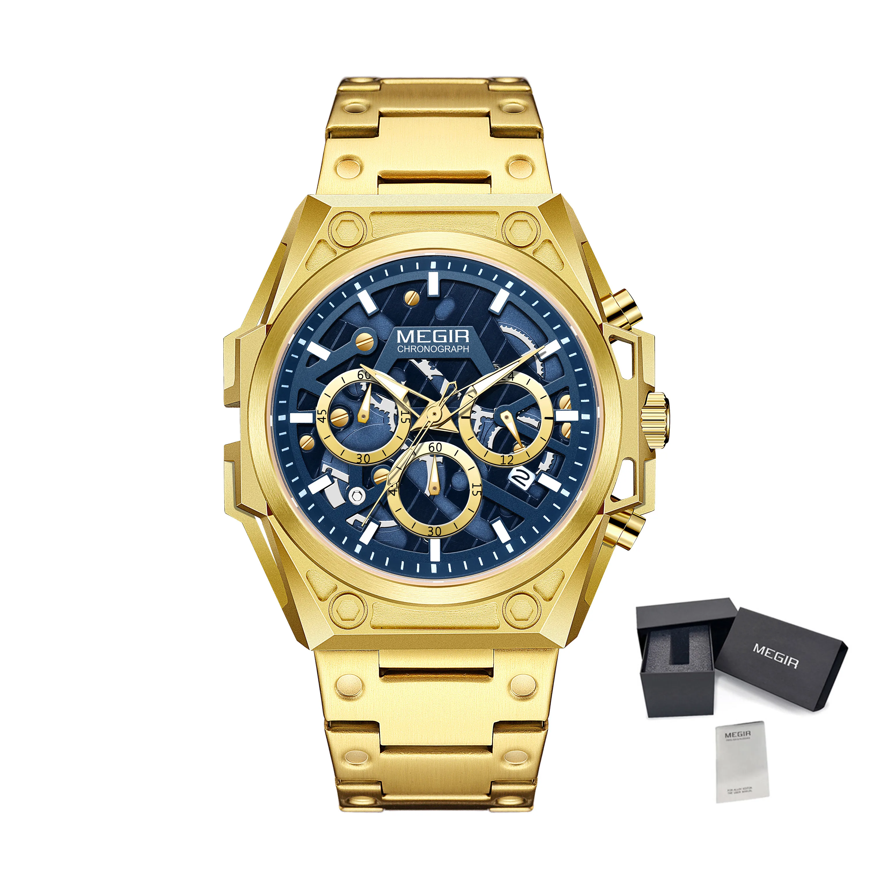 MEGIR Fashion Men Watches Luxury Quartz Business Casual Wristwatch Waterproof Luminous Steel Bracelet Chronograph Clock 4220