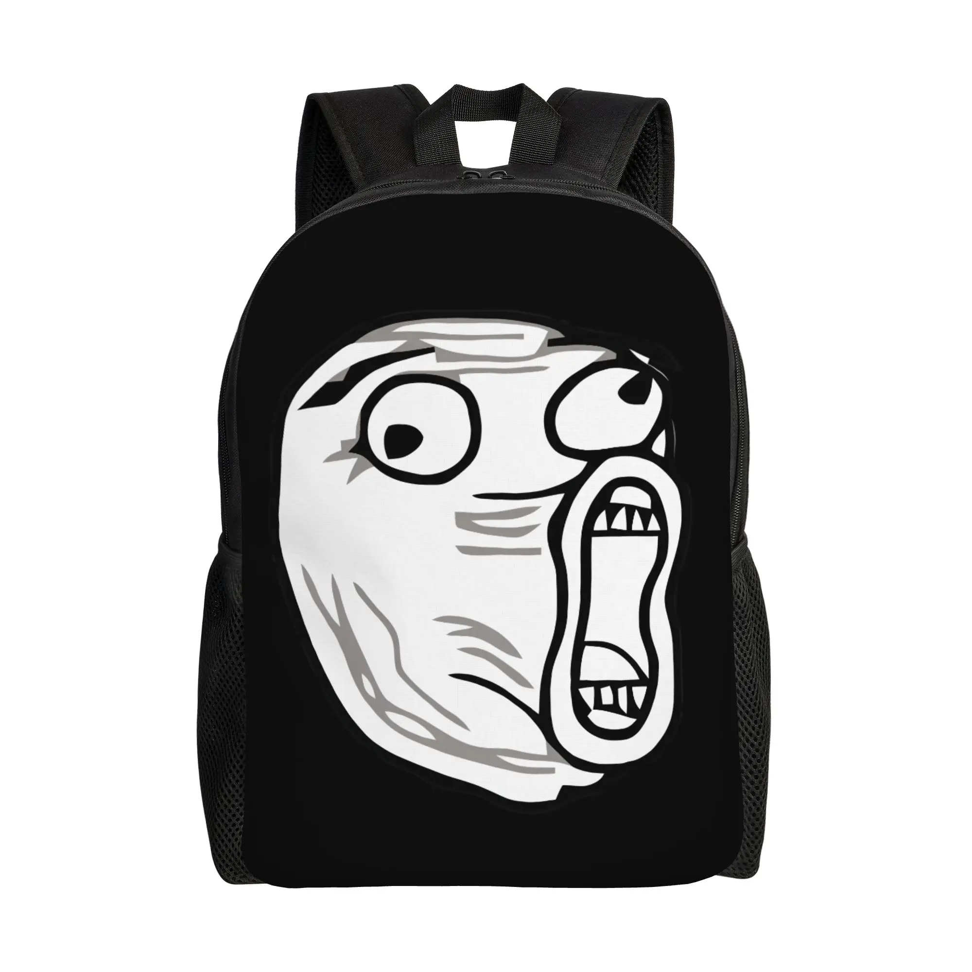 Custom Trollface Funny Laptop Backpack Women Men Basic Bookbag for School College Student Wacky Bags