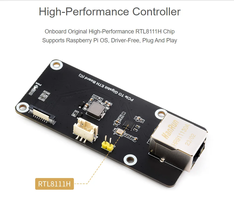 Adaptateur Ethernet PCIe vers Gigabit, sans pilote, compatible avec Raspberry Pi 5, OS
