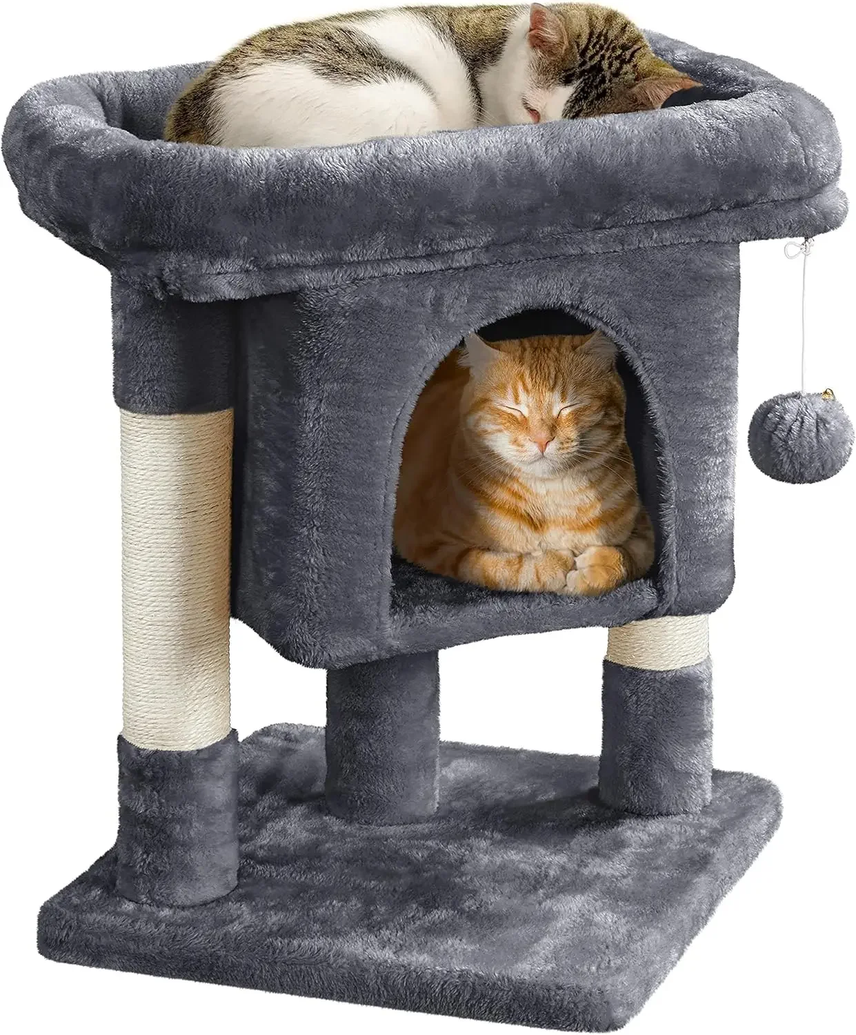 23.5in Cat Tree Tower, Cat Condo with Sisal-Covered Scratching Posts, Cat House Activity Center Furniture