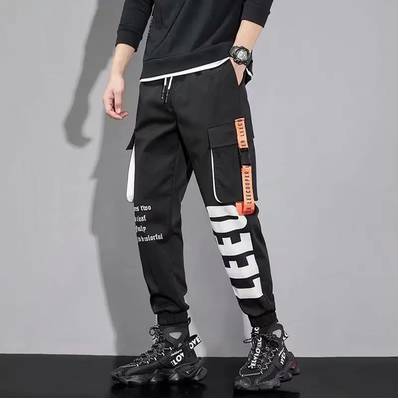 Pantalones casuales clásicos para hombre y mujer, ropa de calle con cintas, pantalones de Jogging Harem, ajustados con pantalone