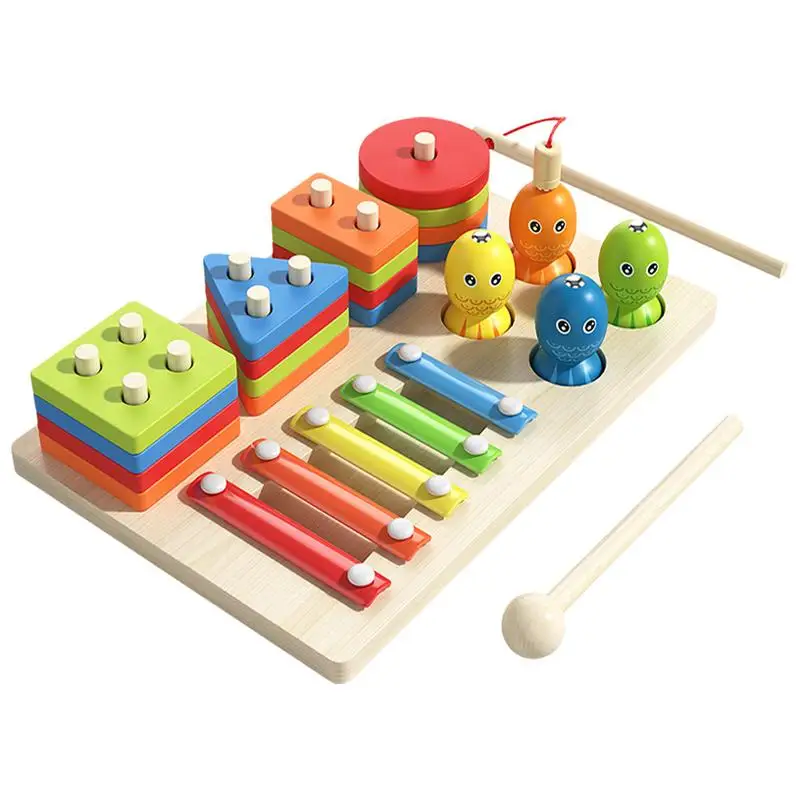 

Toddler Sorting Toys 3-in-1 Wooden Shape Stacking Preschool Learning Activities for Math Color Cognition Montessori Baby STEM Gi