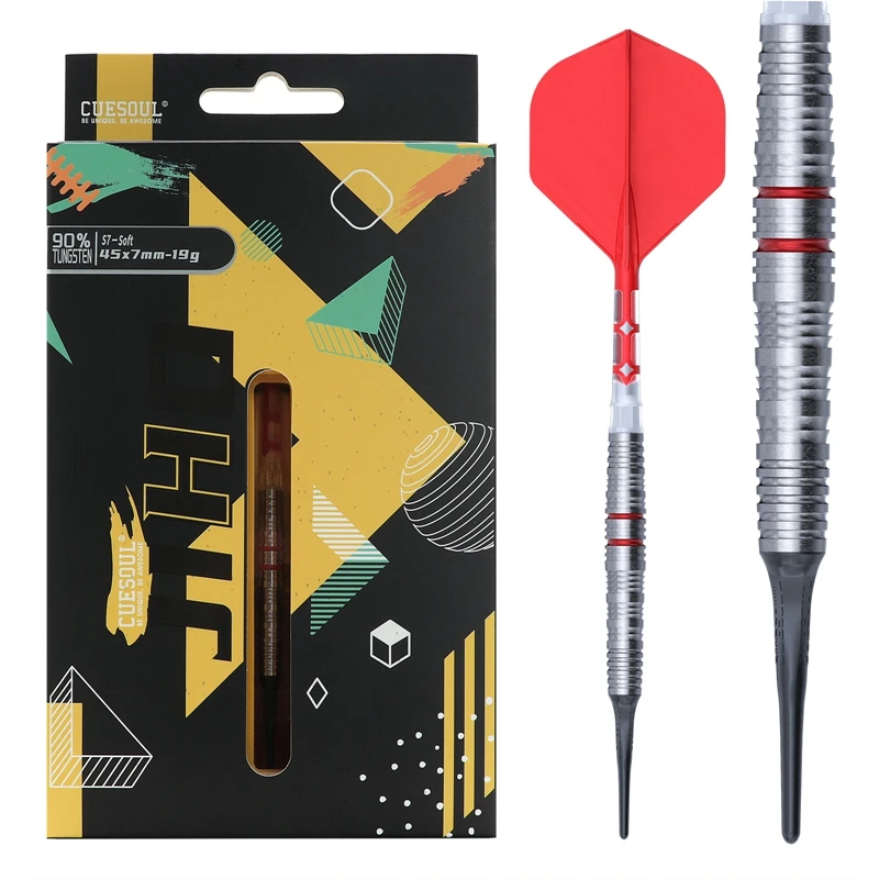 

CUESOUL JIHO S7 19g Soft Tip Darts 90% Tungsten Dart Set with Unifying ROST T19 Flight