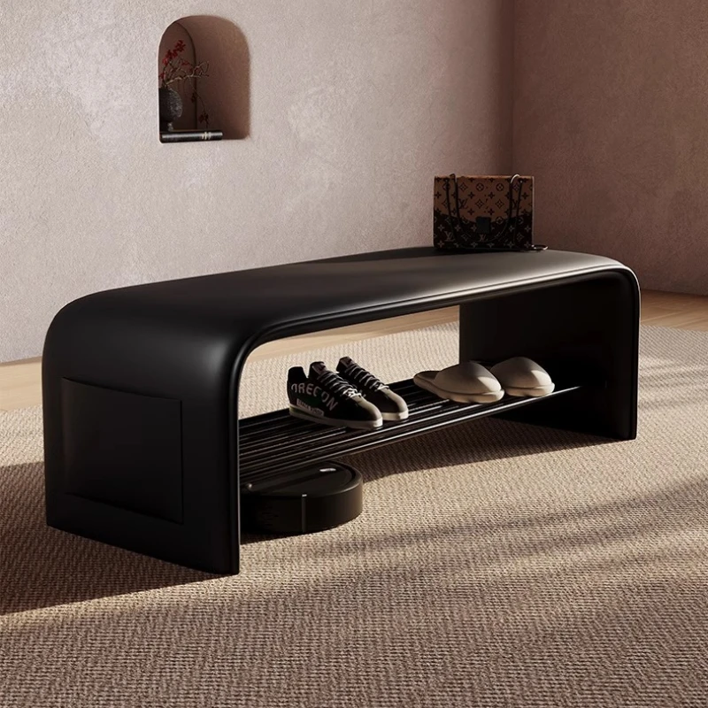 2-in-1 Shoe Changing Stool with Storage Multipurpose Entryway Bench for Bedroom Simple Bedside Seat Compact Shoe Rack for Home