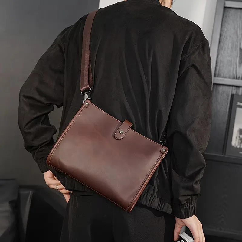 

Retro Leather Men's Bag Vintage Shoulder Bag Men's Postman Satchels Crossbody Bag Briefcase Simple Luxury Brand Designer Bolsas
