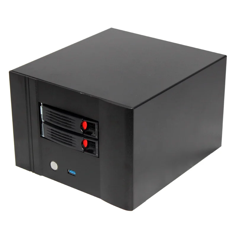 Compact Mini‑sized NAS Storage Chassis, ITX Motherboard Compatible,Two Hot‑Swap Hard‑disk Slots for Home and Office Data‑Storage