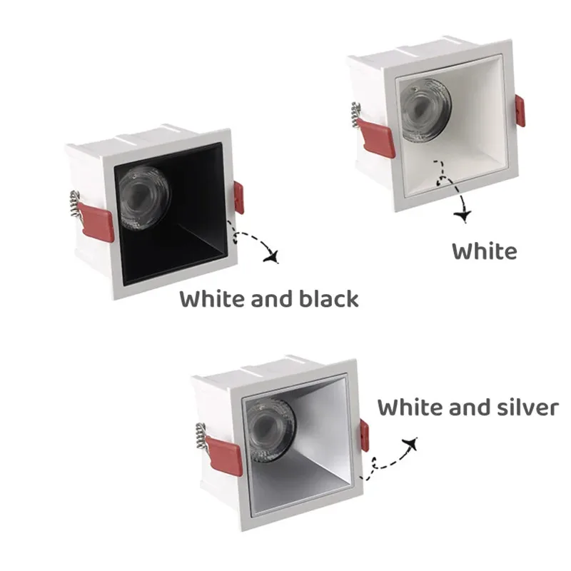 Square LED downlight no main light Anti-glare glare embedded COB grille light 1/2/3/4/ head living room bedroom no main lighting